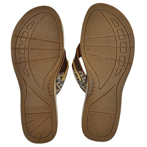 SPERRY Flip-flops Sandals Brown Leopard Leather size 9 M - Picture 5 of 7
